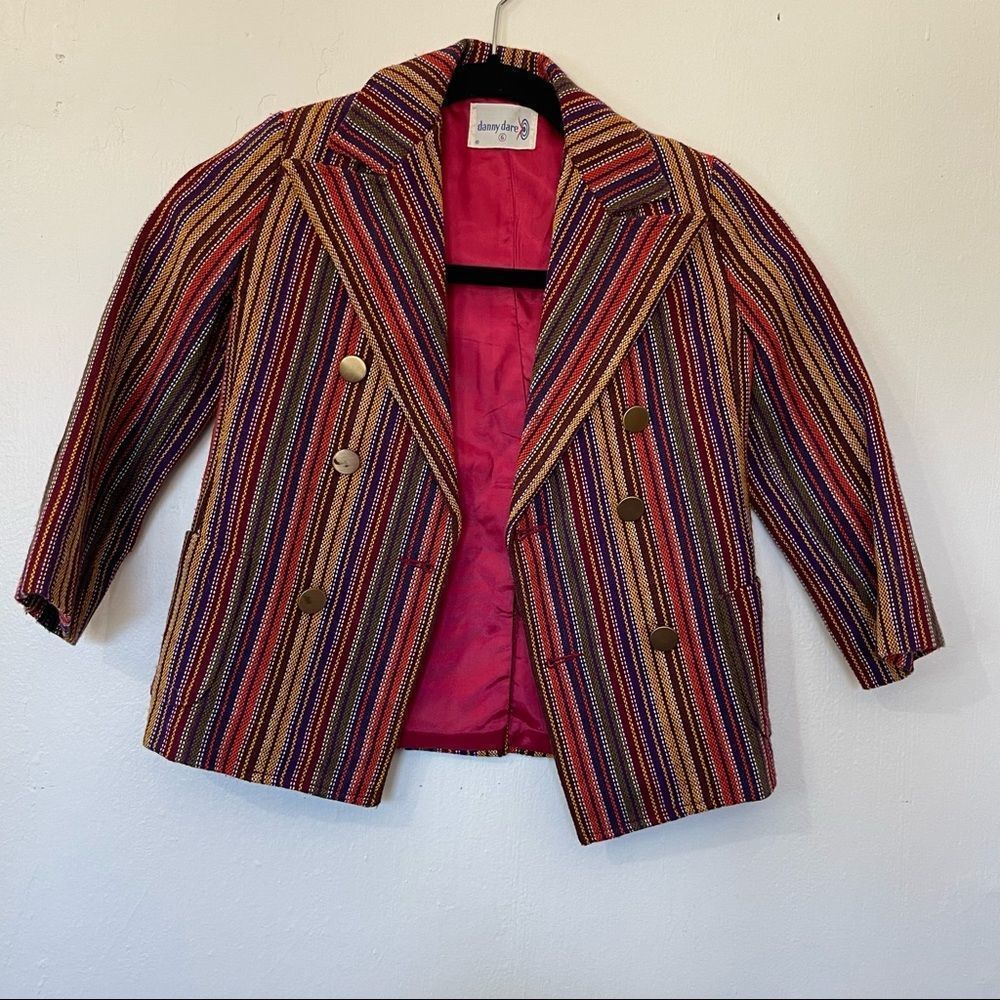 Vintage Retro Danny Dare Kids Multicolored Stripe Blazer